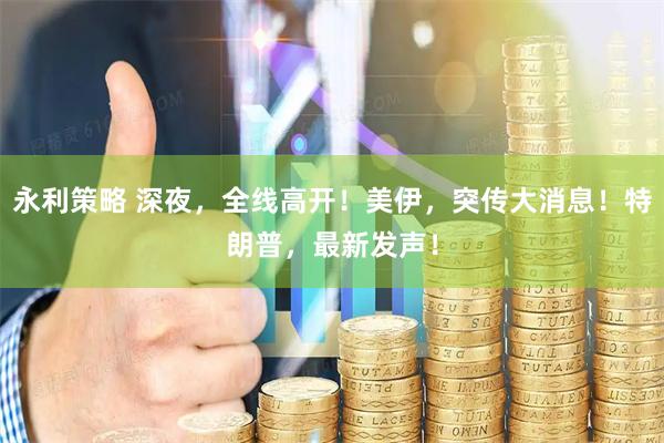 永利策略 深夜，全线高开！美伊，突传大消息！特朗普，最新发声！