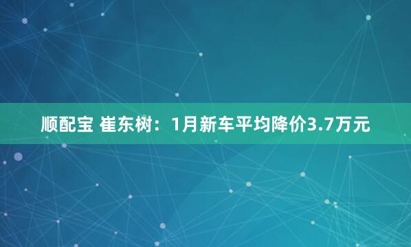 顺配宝 崔东树：1月新车平均降价3.7万元