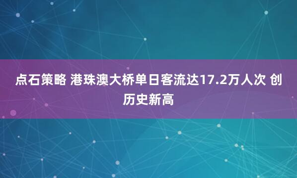 点石策略 港珠澳大桥单日客流达17.2万人次 创历史新高