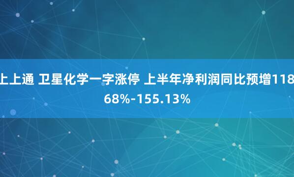上上通 卫星化学一字涨停 上半年净利润同比预增118.68%-155.13%