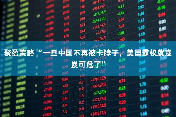 聚盈策略 “一旦中国不再被卡脖子，美国霸权就岌岌可危了”